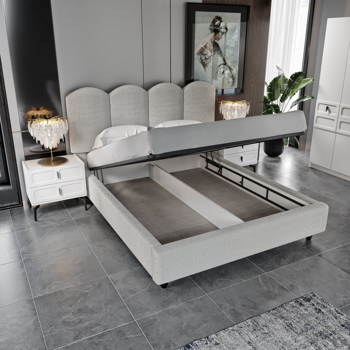 YAĞMUR [MOONSTONE] CORNER BEDROOM SET