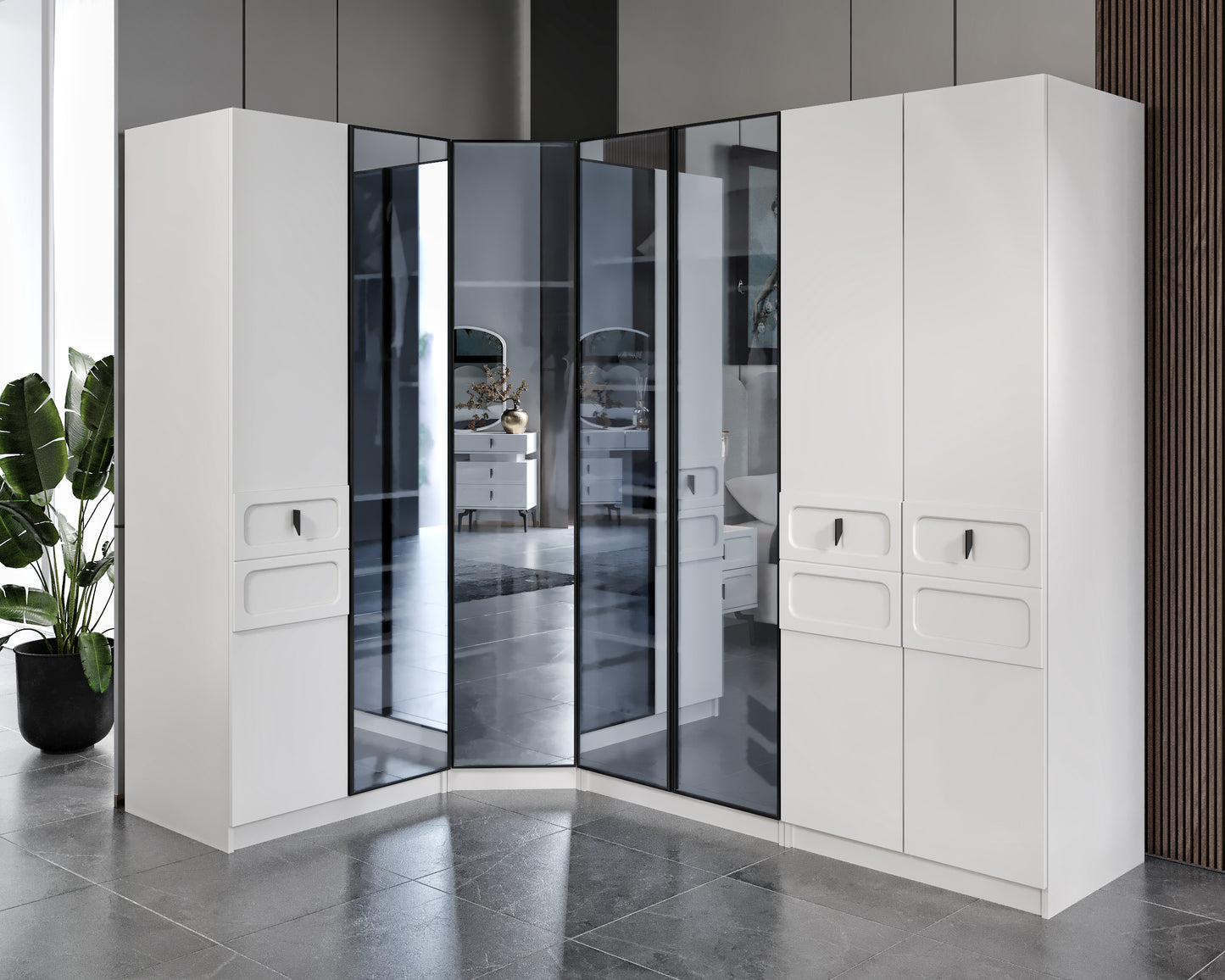 YAĞMUR [MOONSTONE] CORNER BEDROOM SET