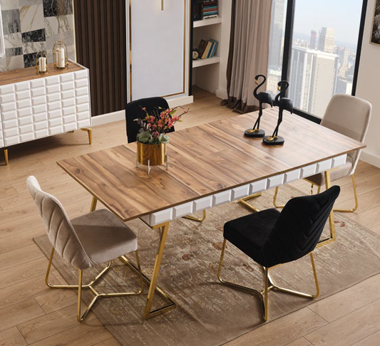 AGVA [WHITE-WALNUT] DINING ROOM SET