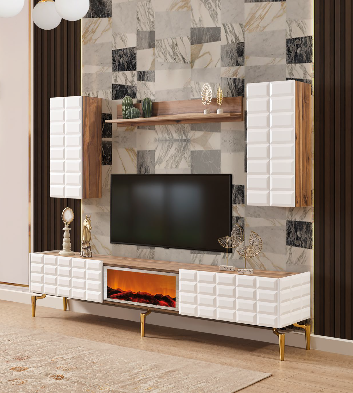 AGVA [WHITE-WALNUT] DINING ROOM SET