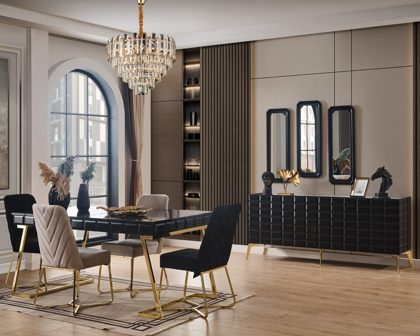 AGVA [BLACK] DINING ROOM SET