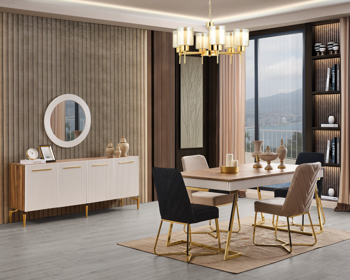 BEYKOZ [WHITE - WALNUT] DINING ROOM SET