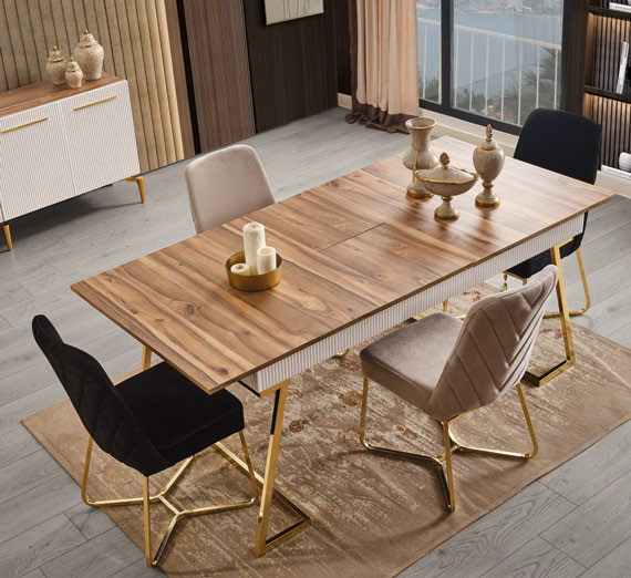 BEYKOZ [WHITE - WALNUT] DINING ROOM SET