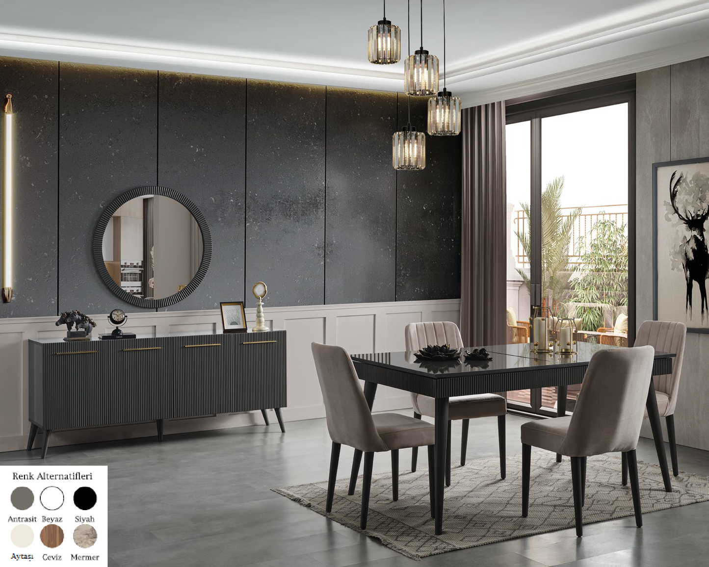 ÇIRAĞAN [ANTHRACITE] DINING ROOM SET