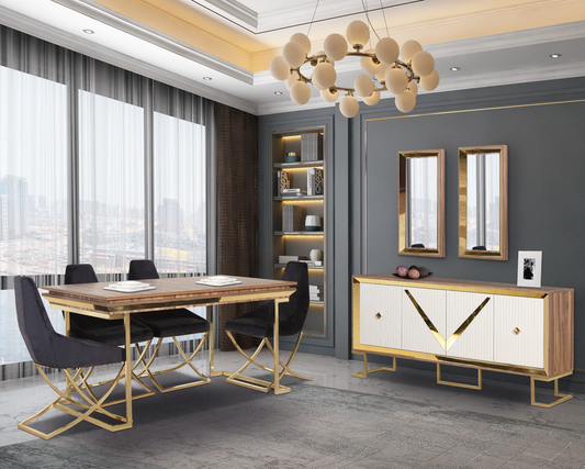 FULYA [WALNUT-MOONSTONE] DINING ROOM SET