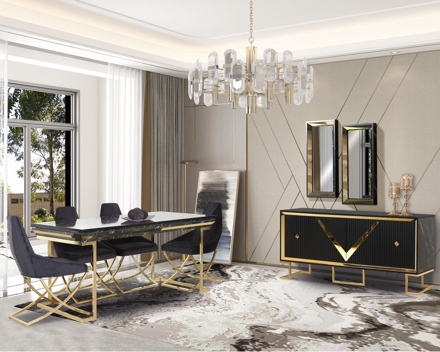 FULYA [BLACK] DINING ROOM SET