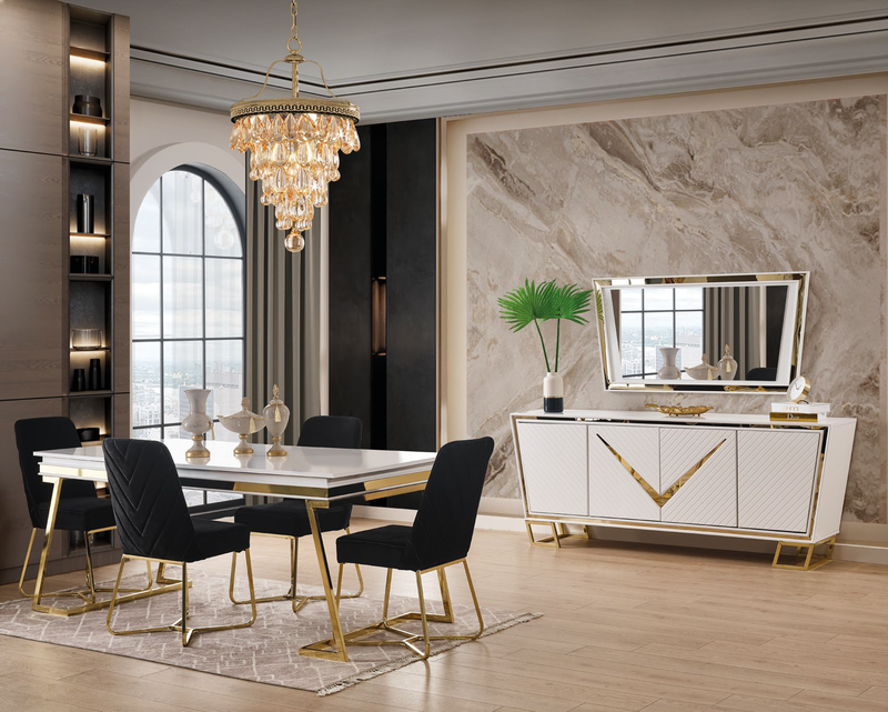 LOTUS [AYAKLI BEYAZ] YEMEK ODASI TAKIMI