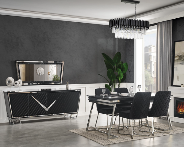 LOTUS [AYAKLI SİYAH] YEMEK ODASI TAKIMI