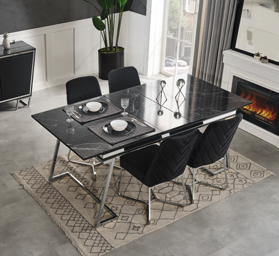 LOTUS [AYAKLI SİYAH] YEMEK ODASI TAKIMI