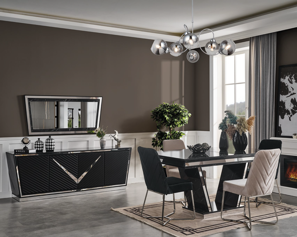 LOTUS [AYAKSIZ SİYAH] YEMEK ODASI TAKIMI