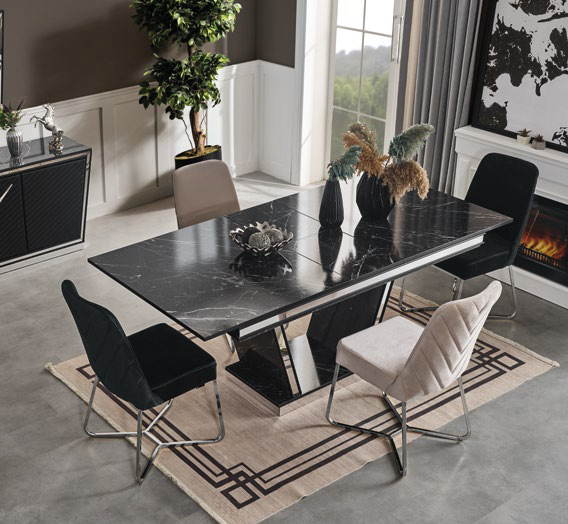 LOTUS [AYAKSIZ SİYAH] YEMEK ODASI TAKIMI